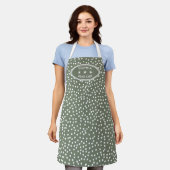 Tablier Chef personnalisé Chef Moderne Boho vert Polka Dot (Porté)