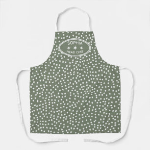 Tablier Chef personnalisé Chef Moderne Boho vert Polka Dot