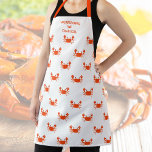 Tablier Chef personnalisé Motif de crabe de fruits de mer<br><div class="desc">Un tablier amusant avec un motif de crabe - Ajoutez deux lignes de texte personnalisé pour personnaliser. Idéal pour les amateurs de fruits de mer,  crabes,  cuisines et plus encore. Idéal pour une fête d'été autour du crabe.</div>