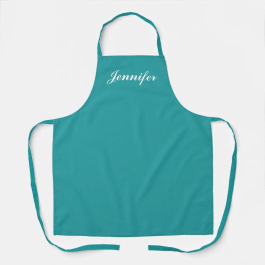 Tablier Chef Personnalisé Turquoise Script Turquoise fémin (Recto)