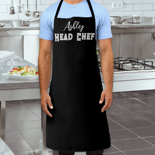 Tablier Chef Principal Cuisine Personnalisée Noir et Blanc