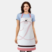 Tablier Chef rose/blanc Cuisson avec son nom (Porté)