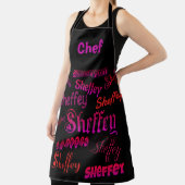 Tablier Chef Sheffey Black, Rose et Rouge (Insitu)