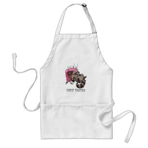 Tablier Chef Taster Greedy Raccoon mangeant du gâteau cari