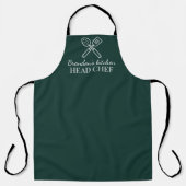 Tablier Chef Vert Elégant Homme Nom Moderne Simple (Recto)