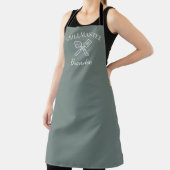 Tablier Chef vert élégant masculin Nom Grillmaster moderne (Insitu)