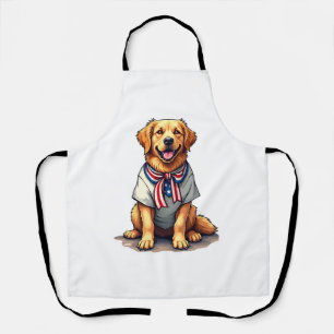 Tablier Chemise à gravure vintage avec chien doré patrioti