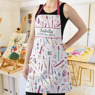 Tablier Chemise d'artiste avec fournitures d'art, nom pers