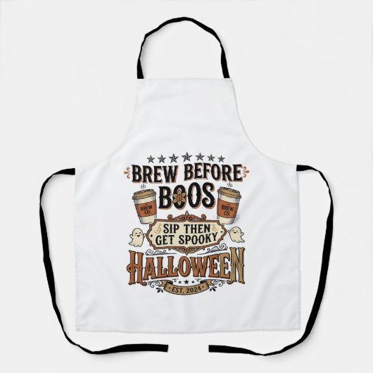 Tablier Chemise de café Halloween Brasser avant les fantôm (Recto)