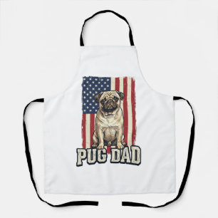 Tablier Chemise de chien à gravure vintage patriotique Pug