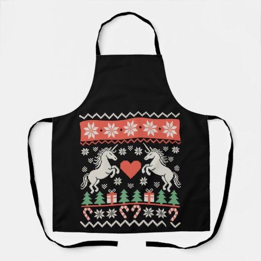 Tablier Chemise de Noël démodée de licorne Saison de vacan (Recto)