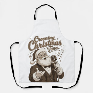 Tablier Chemise de Noël vintage avec un Santa crooner