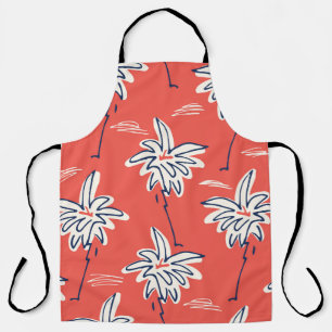 Tablier Chemise de plage hawaïenne, motif de doodle palm.