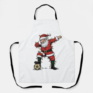 Tablier Chemise de sport de Noël Vintage Santa Soccer_1
