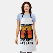 Tablier Chemise Halloween Dame de chat effrayant Gravure V (Porté)