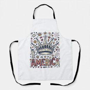 Tablier Chemise Patriotique Couronne Liberté Vintage Améri