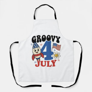 Tablier Chemise patriotique de fusée Groovy 4 juillet Desi