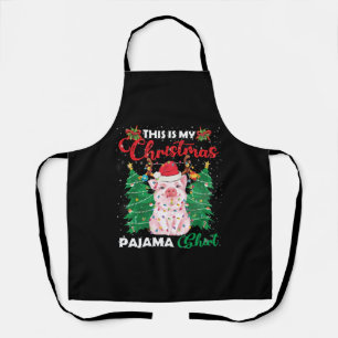 Tablier Chemise rose cochon en pyjama de Noël