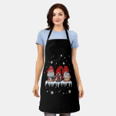 Tablier Chemise rouge Gnome Noël Gnomies roux Machine à co (Porté)