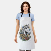 Tablier Chemise vectorielle de conception de cheval floral (Porté)