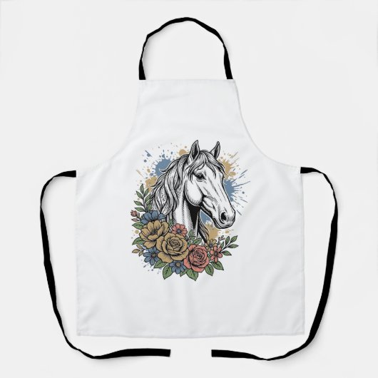 Tablier Chemise vectorielle de conception de cheval floral (Recto)