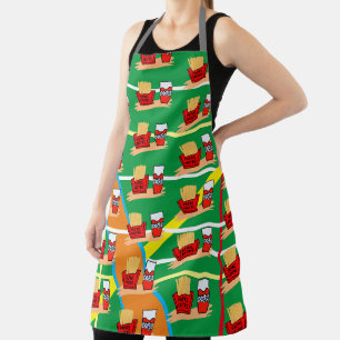 Tablier chemise verte papa frites et boisson
