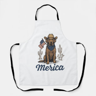 Tablier Chemise Vintage Merica Cowboy Chien Drapeau Améric