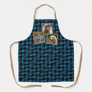 Tablier Chèque Plaid traditionnel Bleu Bleu Buffle Noir
