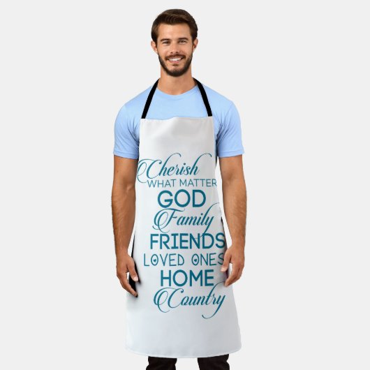 Tablier Chercher ce qui compte Turquoise (Porté)