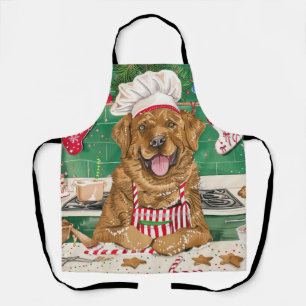 Tablier Chesapeake Bay Retriever en cuisine : Noël festif