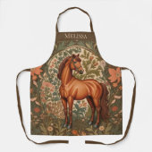 Tablier Cheval Brun Inspiré de William Morris Personnalisé (Recto)
