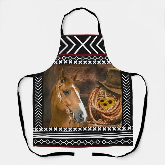 Tablier Cheval Cowboy Casquette Lasso Western Motif  (Recto)
