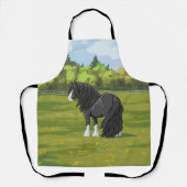 Tablier Cheval d'attelage noir et blanc de la bannière Tzi (Recto)