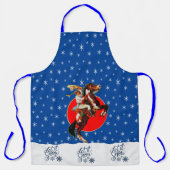 Tablier Cheval de fille de l'Ouest Élevant Noël d'hiver (Recto)