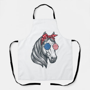 Tablier Cheval Patriotique Avec Lunettes De Soleil Drapeau