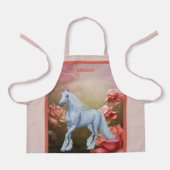 Tablier Cheval Unicorn Et Roses Personnalisés (Recto)
