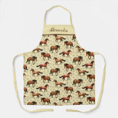 Tablier Chevaux Brown Galloping Personnalisé (Recto)