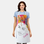 Tablier Cheveux cool de femme funky coloré (Porté)