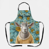 Tablier Chèvre de la ferme de style Turquoise et Jaune Apr (Recto)