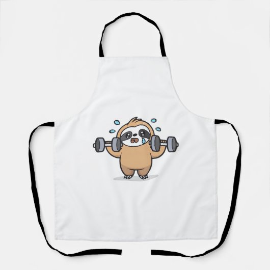 Tablier Chibi Sloth Gym Échec - Cute Kawaii Drôle Entraîne (Recto)