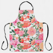 Tablier Chic Aquarelle moderne Motif rose floral (Recto)