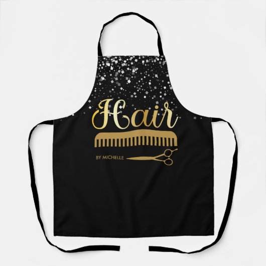 Tablier chic Black or Parties scintillant argent Coiffeur  (Recto)