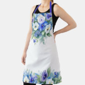 Tablier Chic Blue & Purple Shades Elegant Pansies Floral (Insitu)