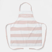 Tablier Chic blush rose blanc rayures nom monogramme perso (Recto)