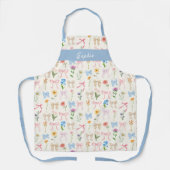 Tablier Chic Bow blue Floral Elegance Pattern Baking (Recto)