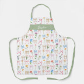 Tablier Chic Bow Green Floral Elegance Pattern Baking (Recto)