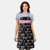 Tablier Chic Bow Pink Black Floral Elegance Pattern Baking (Porté)