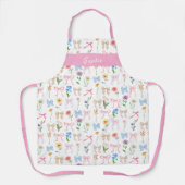 Tablier Chic Bow Pink Floral Elegance Pattern Baking (Recto)