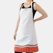Tablier Chic Bright Orange Hem Racing Stripes Sur Blanc (Insitu)