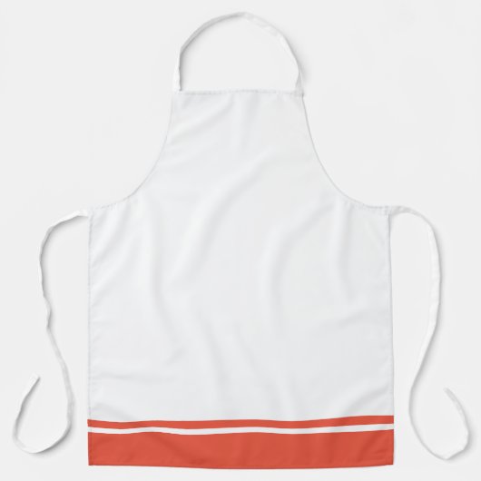 Tablier Chic Bright Orange Hem Racing Stripes Sur Blanc (Recto)